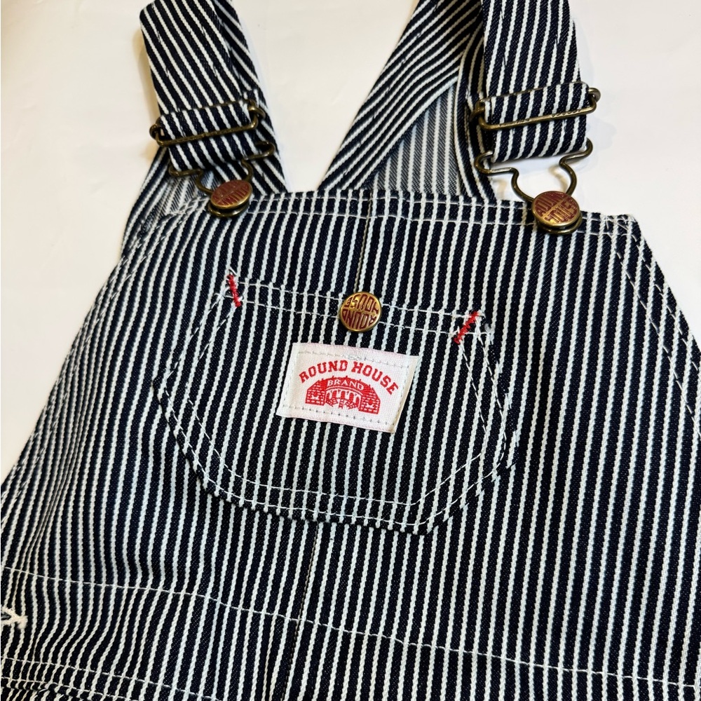 Round House Overalls Children's Navy Hickory Engineer Stripe Classic Sz 5.  536